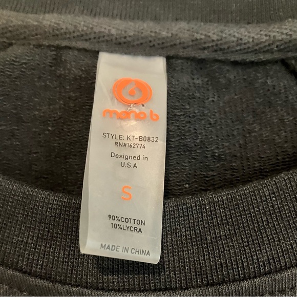 Mono B Pigment-Dyed Terry Oversized Pullover with Varsity Stripe Detail Size S - Picture 4 of 6